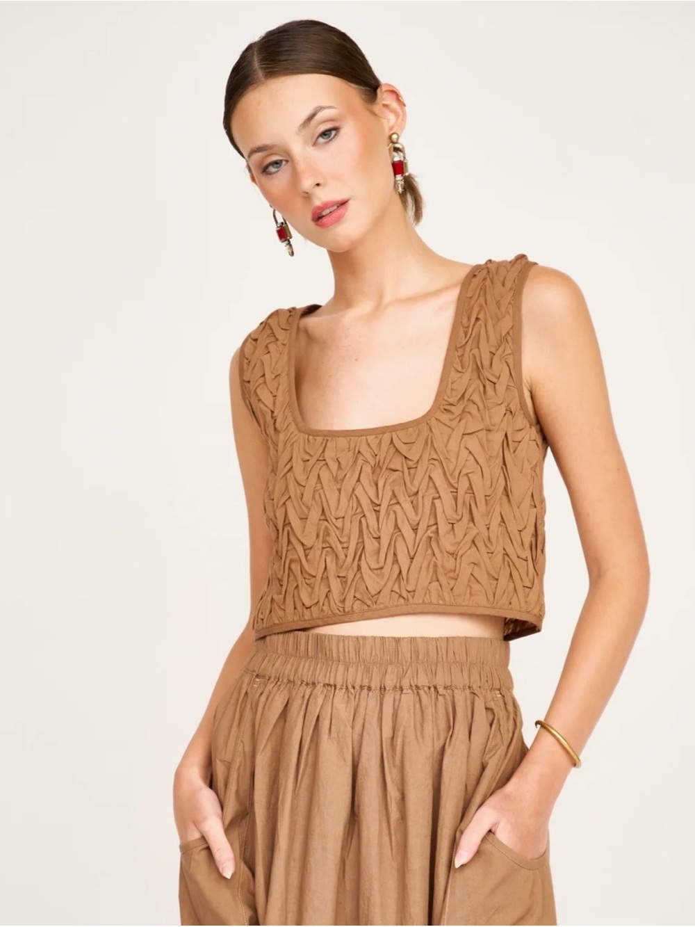 Morro Smocked Top in Brownie